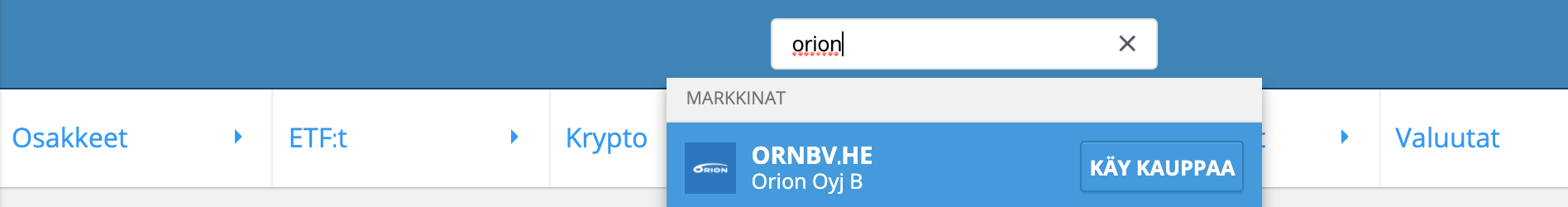 Hae Orion Osake etorolta