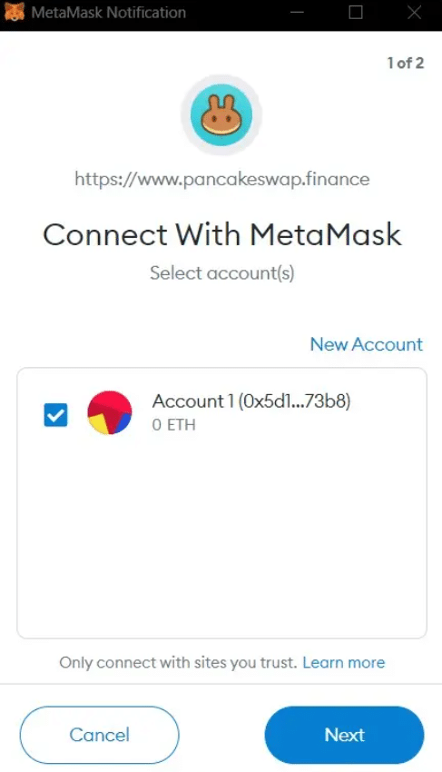 Connect MetaMask to Pancakeswap.